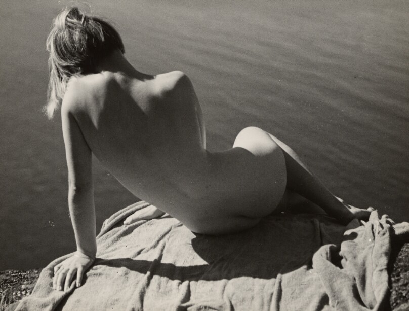 Nude (rear view, overlooking water)