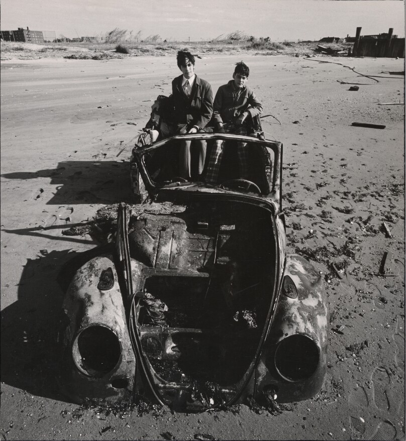 Boys Play on Abandoned Car, Rockaway Beach, Queens, NY