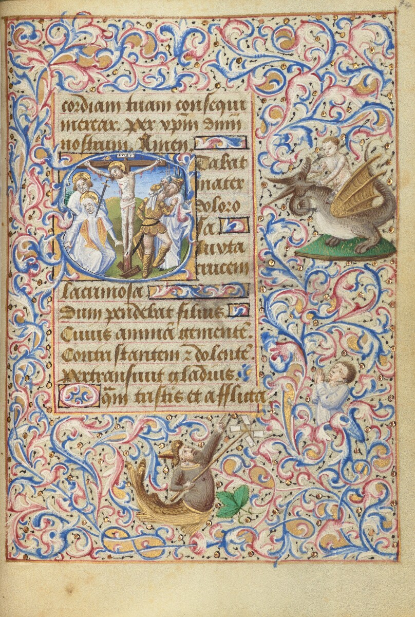 Initial S: The Crucifixion with the Virgin's Heart Pierced by a Sword