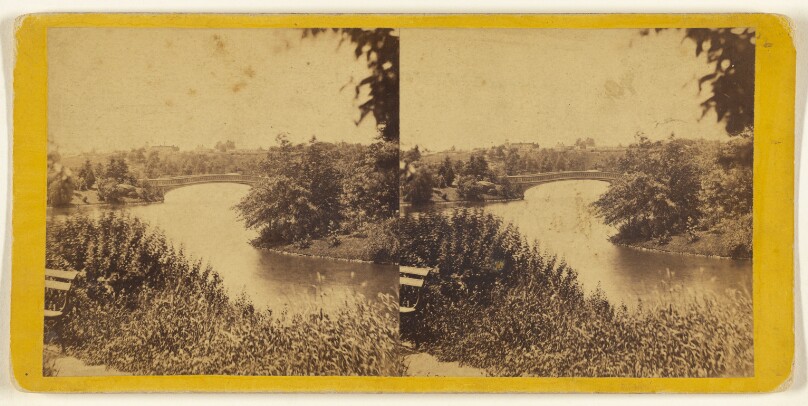 Central Park. (New York.) The Lake and the Bow Bridge.