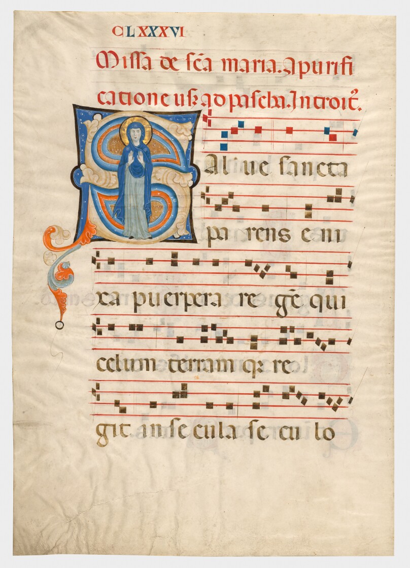 Initial S: Virgin Orans, leaf from a gradual
