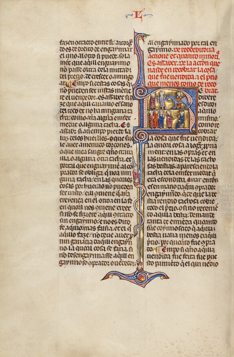 Initial R: Two Men Transacting the Sale of a Horse and Four Men before a Judge
