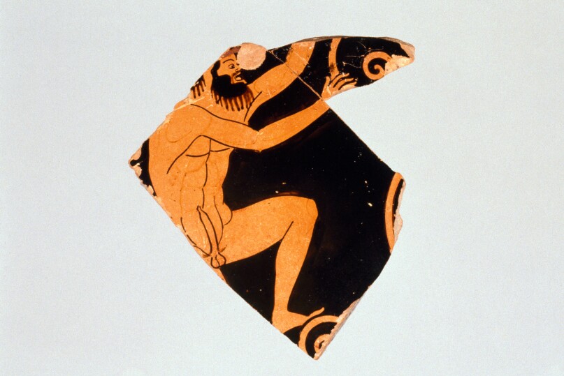 Attic Red-Figure Stamnos Fragment (comprised of 3 Joined Fragments)