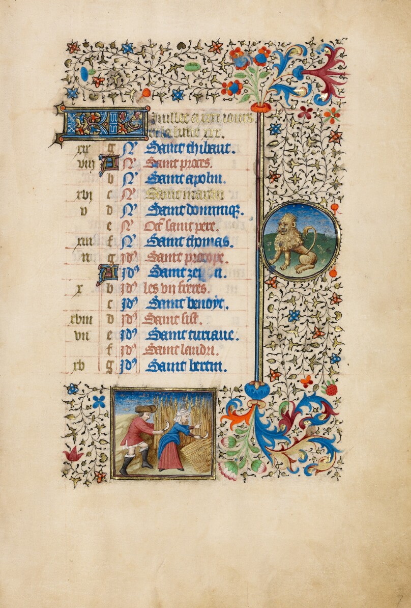 July Calendar Page; Reaping; Leo