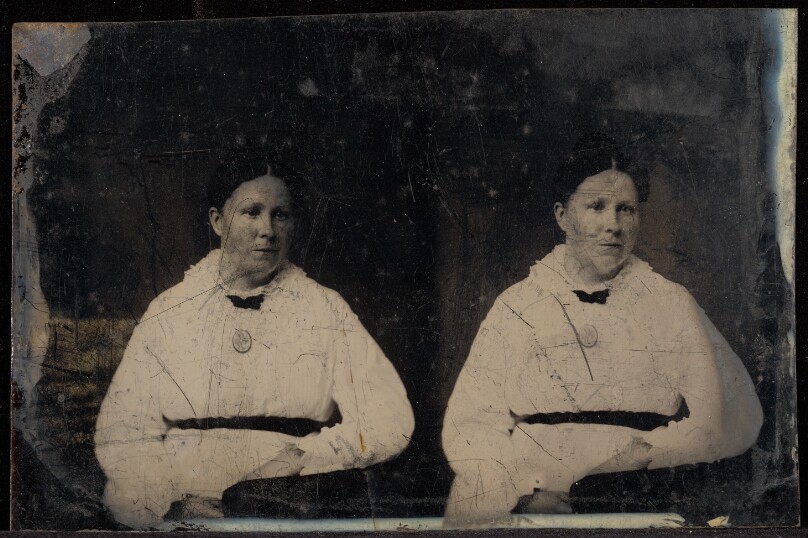 [Double portrait of a middle-aged woman]