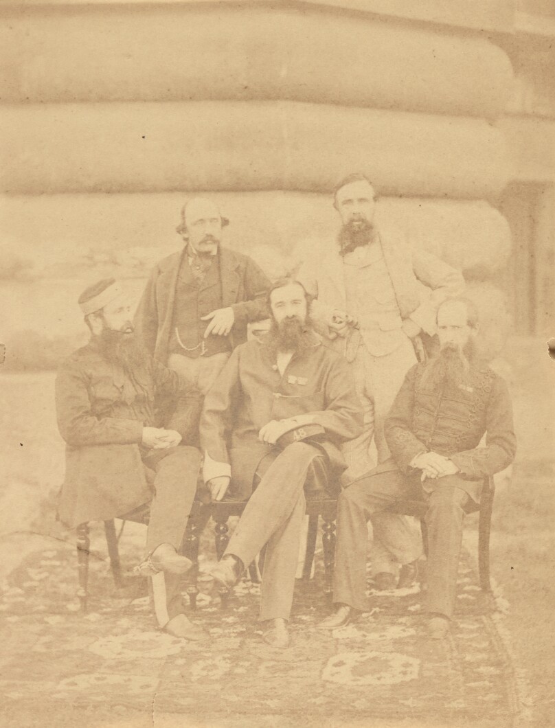 [Group portrait of five men, India]