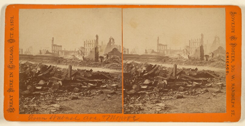 Great Fire in Chicago, October 9th, 1871. [From Wasbash Ave. & Monroe]