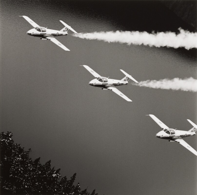 Untitled [3 planes in formation over water]