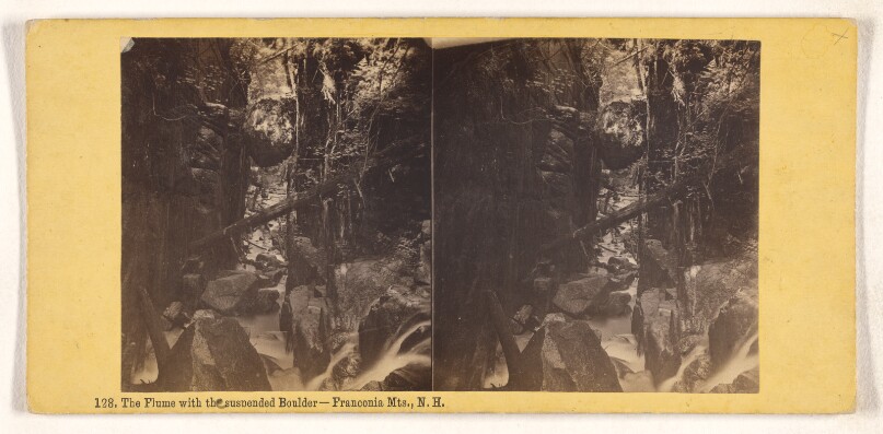 The Flume with the suspended Boulder - Franconia Mts., N.H.