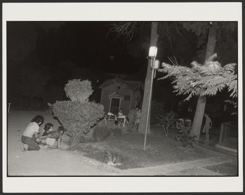 [Children playing hide and seek at night]