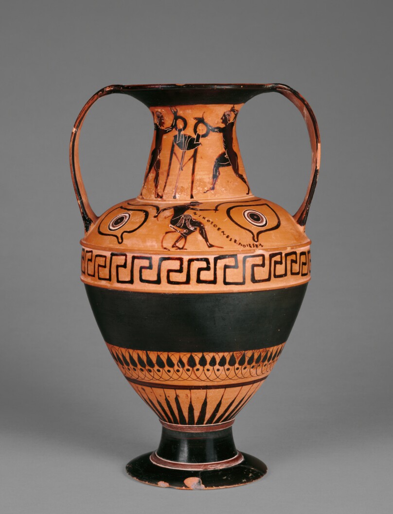 Attic Black-Figure Nikosthenic Amphora with Boxers