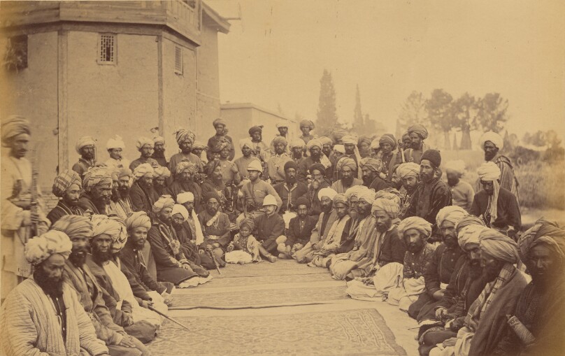 Major Cavagnari, C.S.I., and Sirdars, Jellalabad, Durbar group