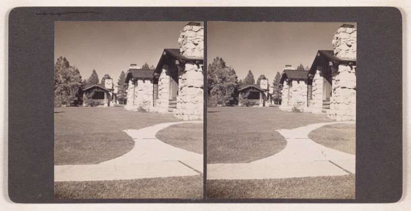 [Group of stone cabins] (recto); [View of The Grand Canyon] (verso)