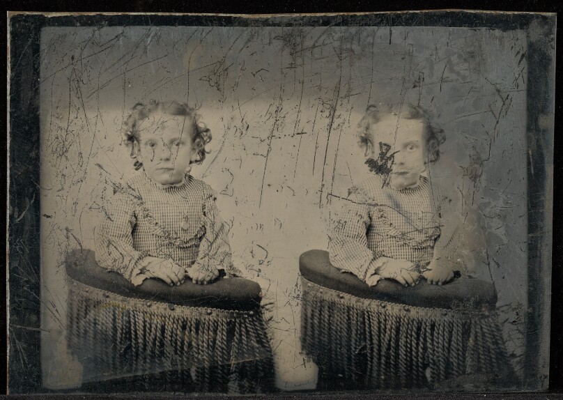 [Double portrait of a little girl]