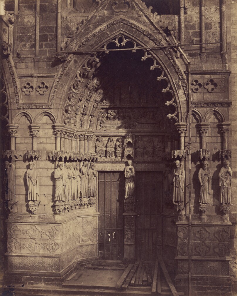 "Cathedrale d'Amiens. Portail principal. Porte de la Vierge."