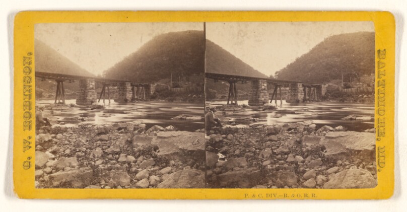 Wills Creek Narrows and Rail Road Bridge.
