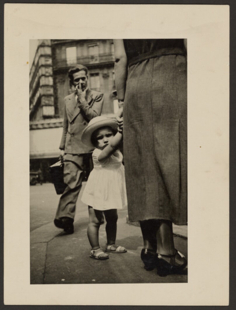 [Paris Street Scene with Young Girl, Mother and Man Cleaning his Nose]
