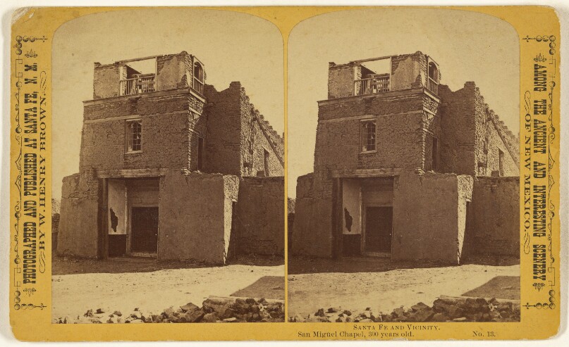 Sante Fe and Vicinity. San Miguel Chapel, 300 years old. [Exterior View]