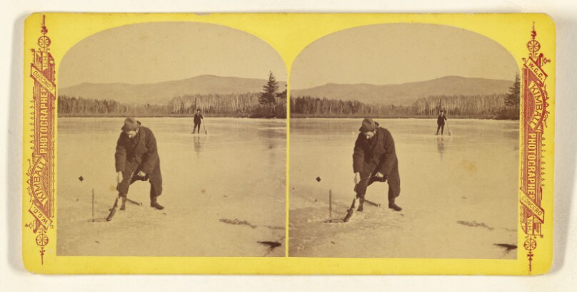 Catching a large fish. [Lake Winnipesaukee, New Hampshire]