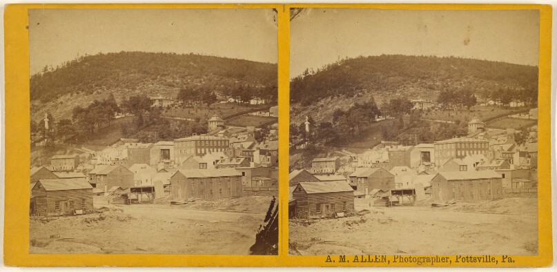 View part of Coal Street. Sharp Mountain and Bannan's residence on side of mountain [Pottsville, Pa., Schuylkill County.]