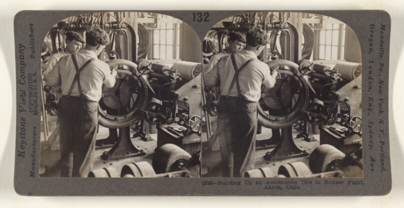 Building Up an Automobile Tire in Rubber Plant, Akron, Ohio.