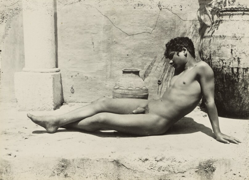 [Reclining nude with vases]