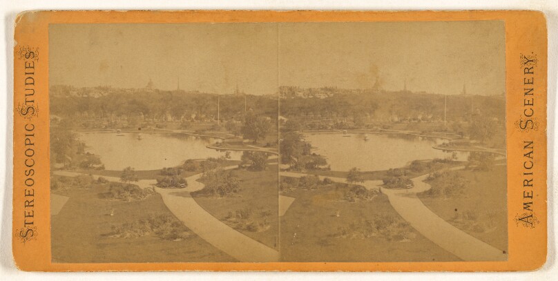 [High angle view on an unidentified large American garden, possibly at Lockport, New York]