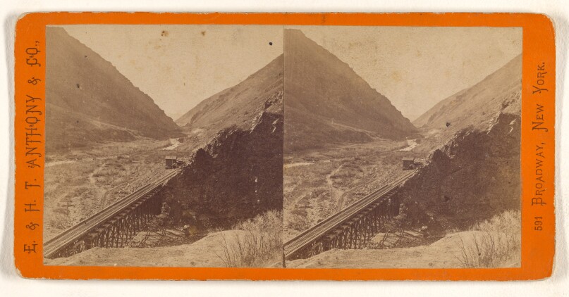 Lower Weber River, looking West, Devil's Gate Bridge in the foreground. Union Pacific Rail Road.