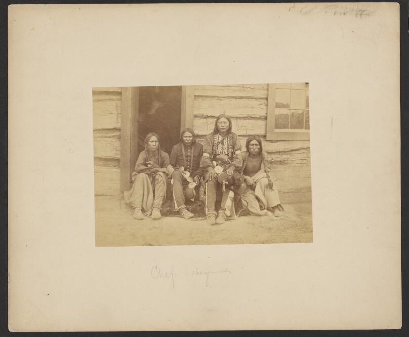 [Four Arapahoes, possibly Arapaho Chief Walk-u-betta and Members of His Band]