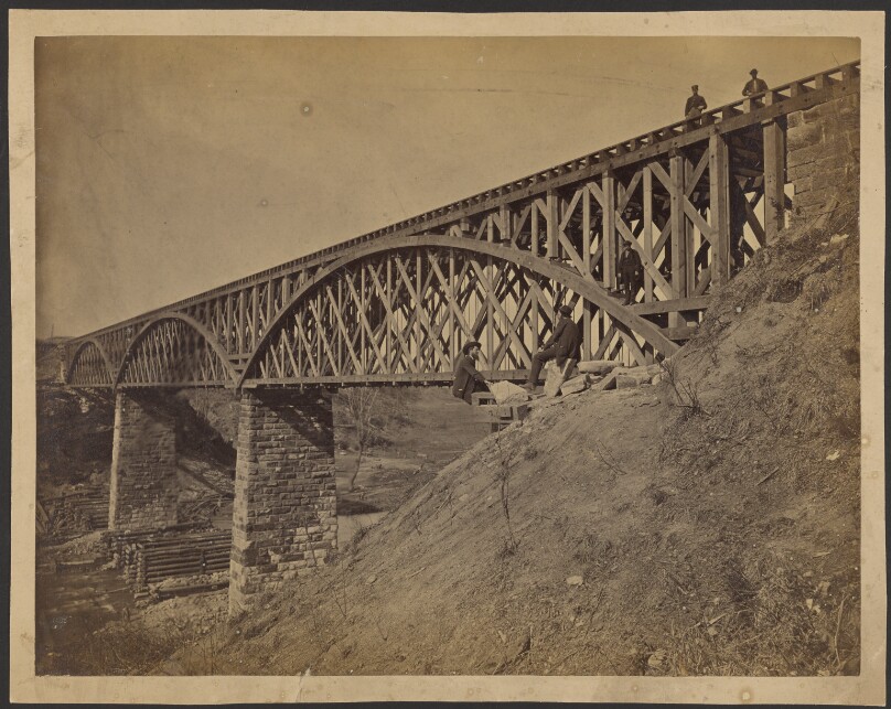 [Potomac Creek Bridge, Haupt truss contruction, Aquila Creek, Fredericksburg Railroad, Va.