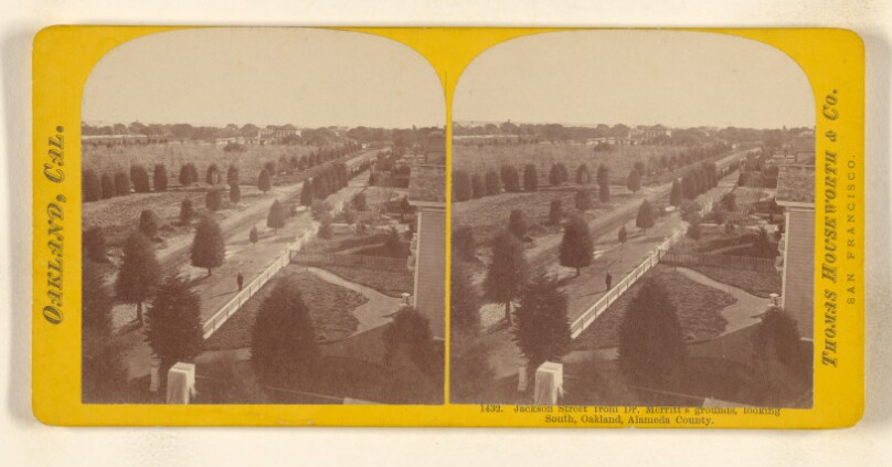 Jackson Street from Dr. Merritt's grounds, looking South, Oakland, Alameda County.