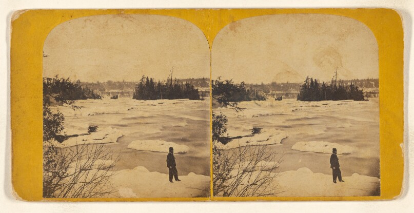 Blackbird Island and Rapids below Goat Island Bridge. [Niagara]