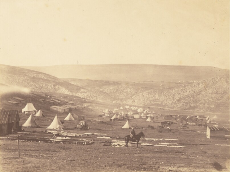 Cavalry Camp, Balaklava, looking towards the Plateau of Sebastopol.