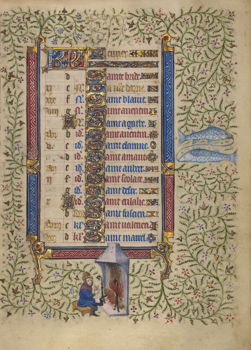 Calendar Page for February; Keeping Warm: Pisces