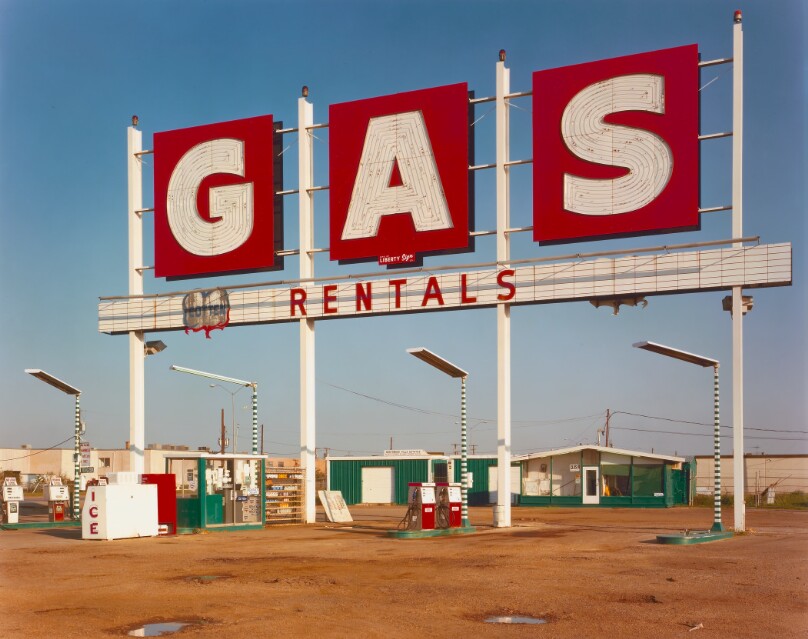 Sign for "Gas" Station, Harry Hine Blvd., US 77, Dallas, Texas