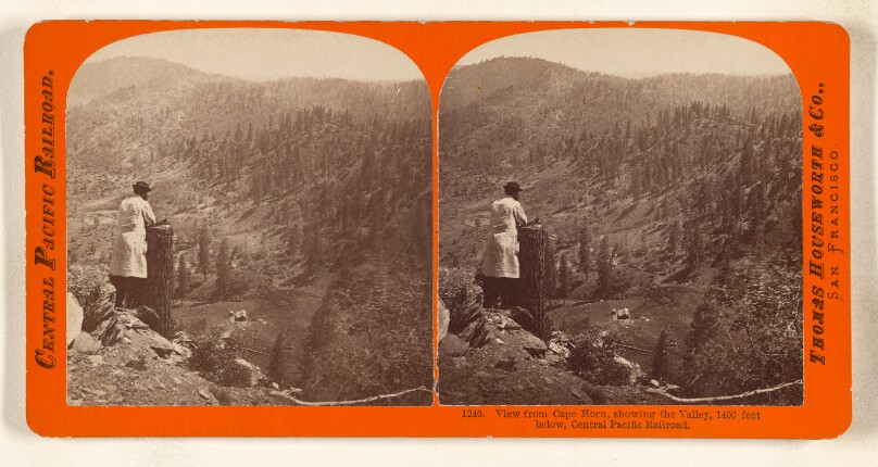 View from Cape Horn, showing the Valley, 1400 feet below, Central Pacific Railroad.