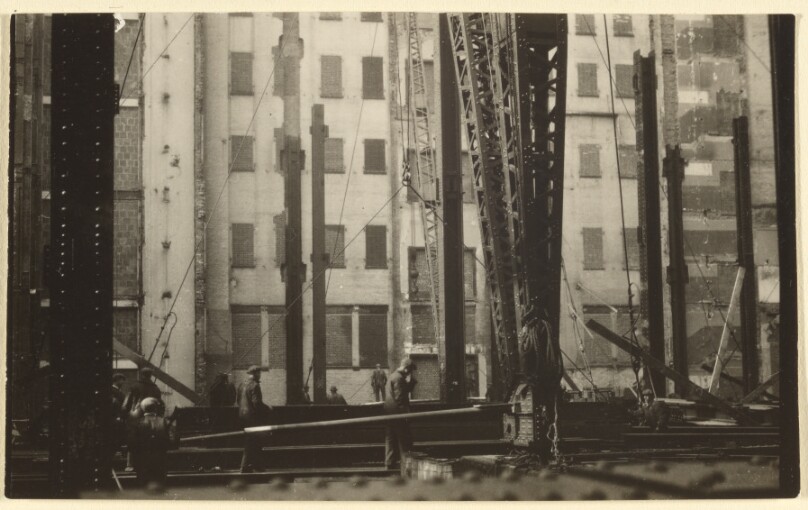 [Architectural Study, Construction Site with Welders]