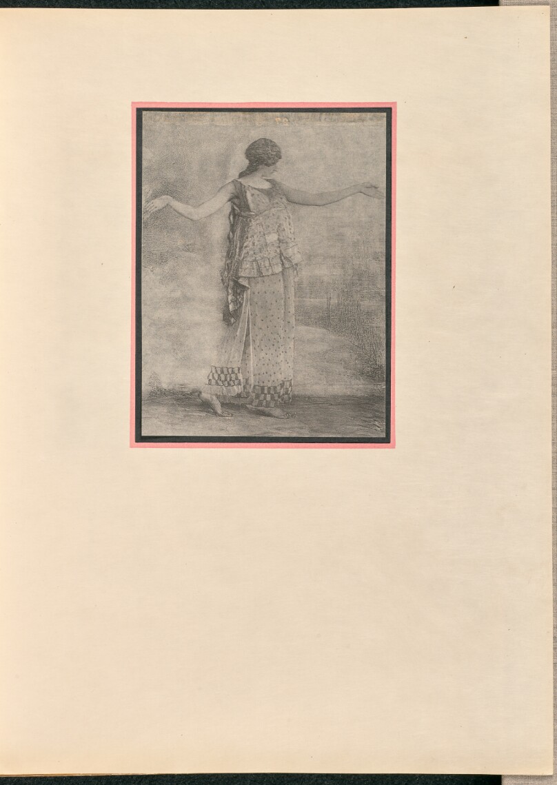 [Female dancer as nymph, arms outstretched]