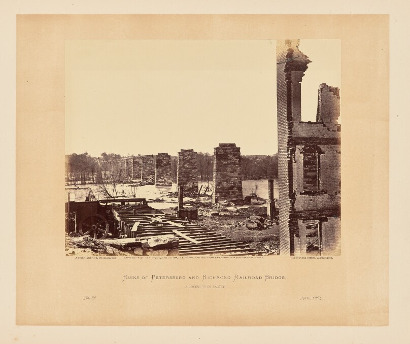 Ruins of Petersburg and Richmond Railroad Bridge, across the James