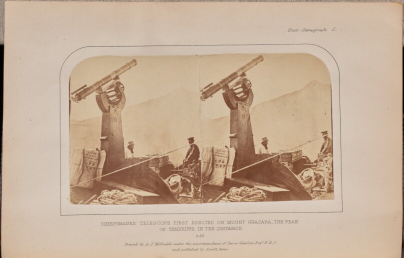 Sheepshanks telescope first erected on Mount Guajara, the Peak of Teneriffe in the distance