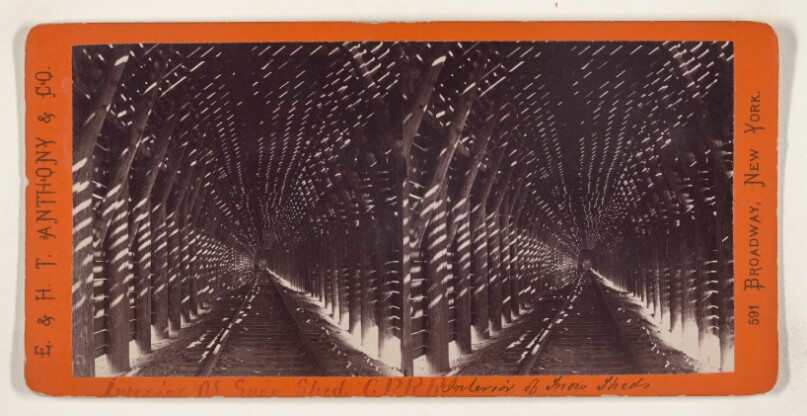 Interior of the Snow Sheds on the C.P.R.R. [Pacific Rail Road]