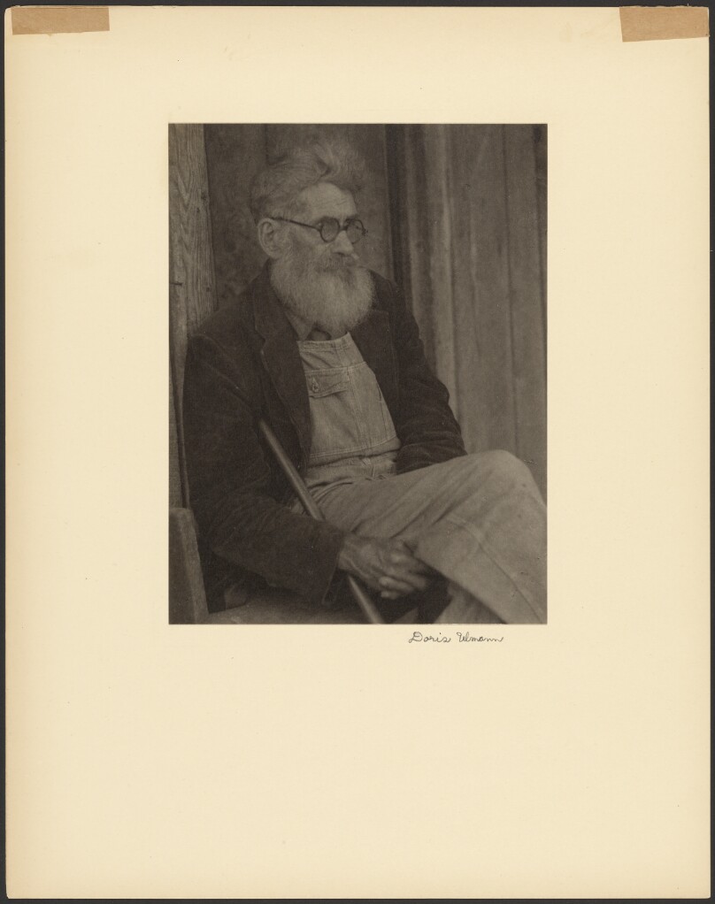 [Bearded Old Man with Glasses Seated with a Cane]