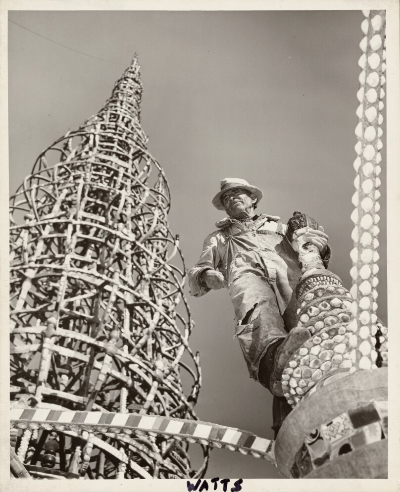 [Simon Rodia building Watts Towers]