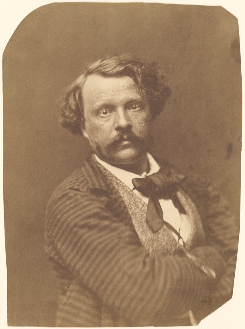 [Self-portrait in striped coat]