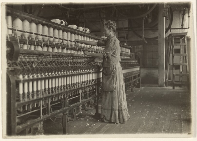 In an Old-Fashioned Textile Mill (Spinner).