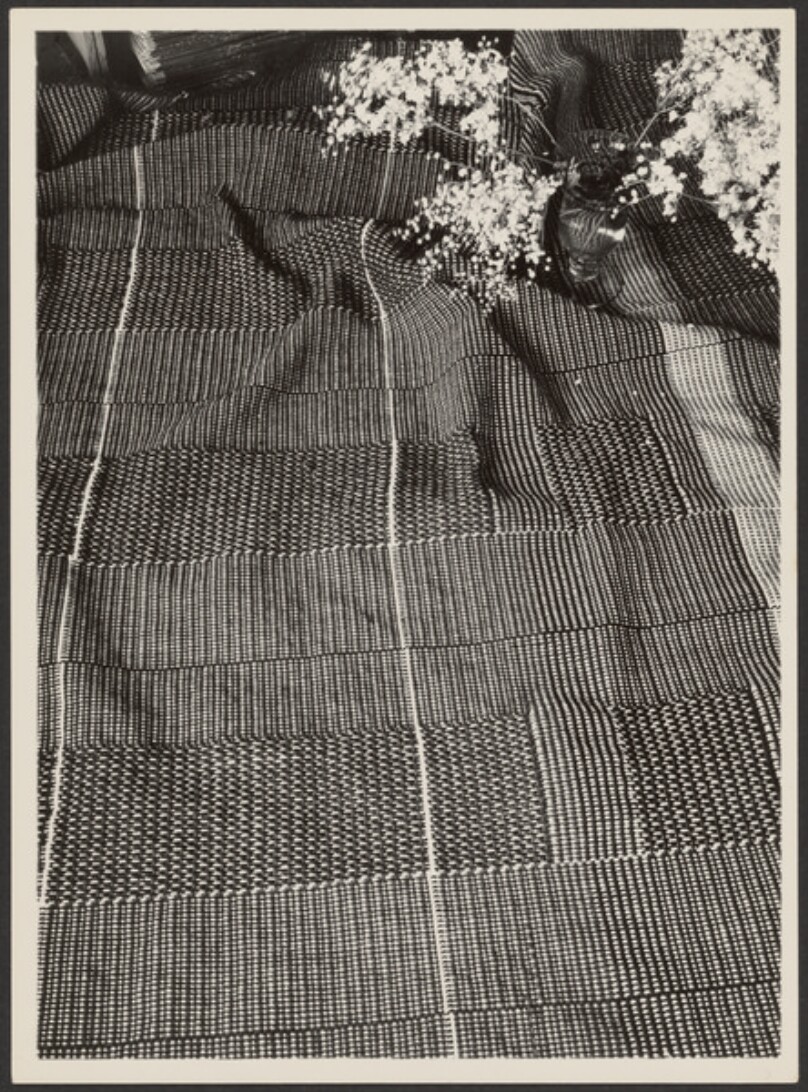 [Textile Study with Small Vase of Flowers]