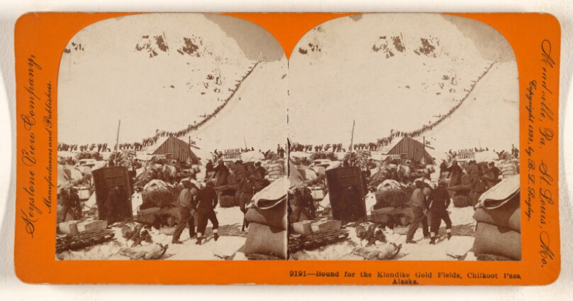 Bound for the Klondike Gold Fields, Chilkoot Pass, Alaska.