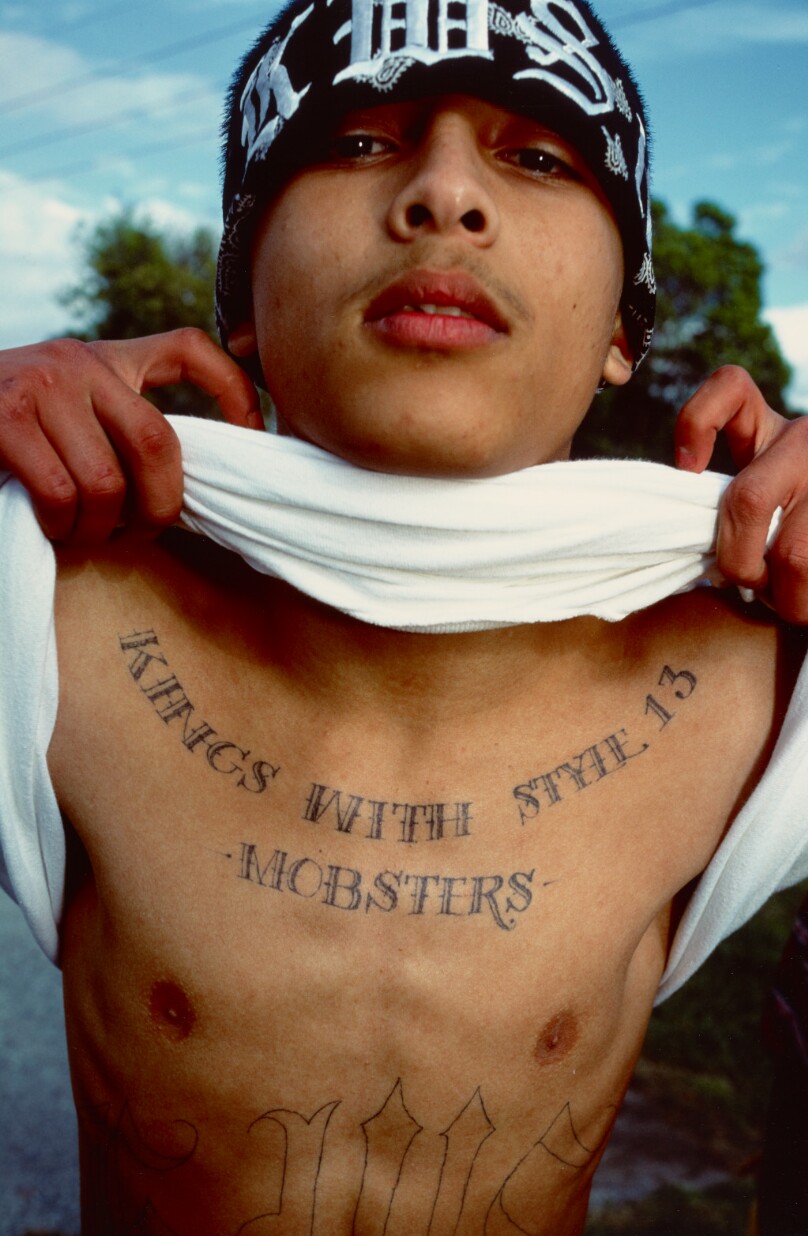 Rekon, 16, of the Tagger Crew KWS (Kings With Style), Southeast Los Angeles