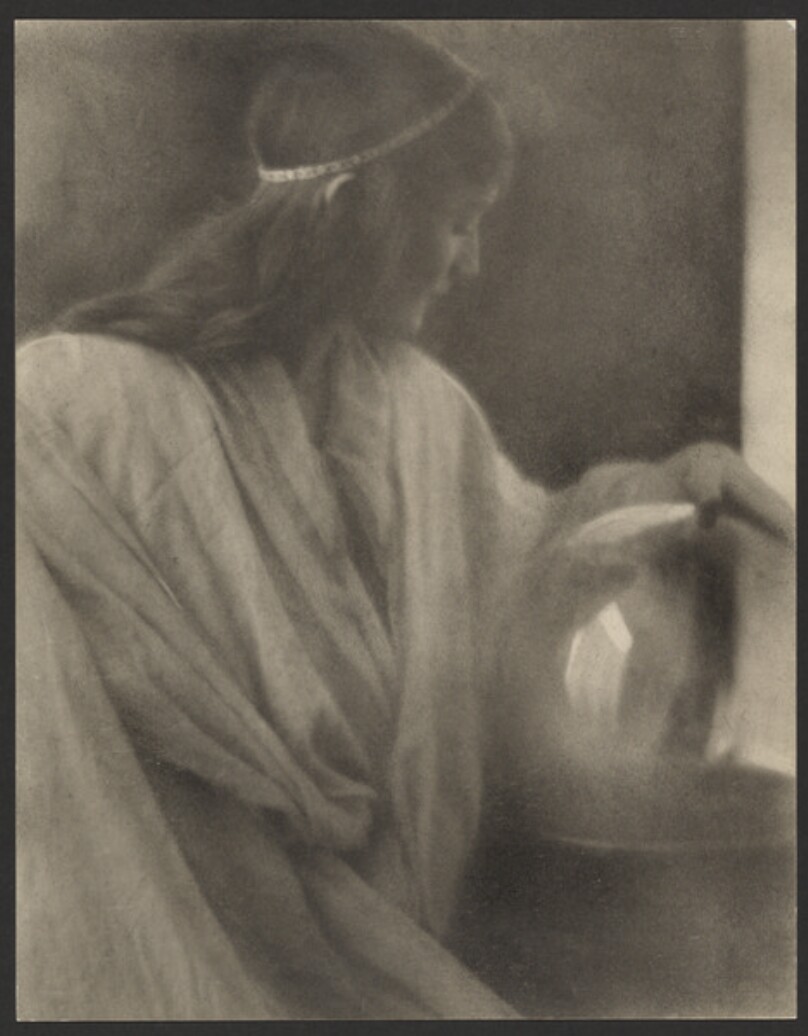 [Woman in Flowing Gown Staring Into a Crystal Ball]