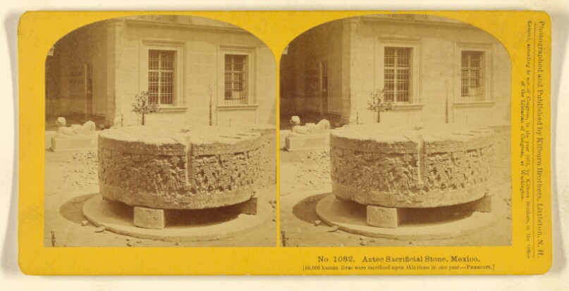 Aztec Sacrificial Stone, Mexico. [60,000 human lives were sacrificed upon this stone in one year. - Prescott.]